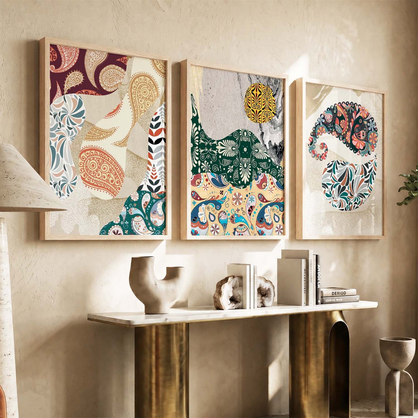Modern Art Prints with Frame Combo, Set of 3