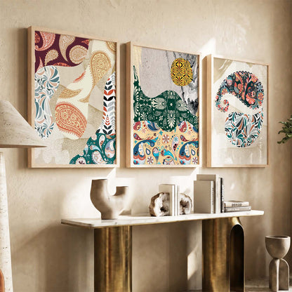 Modern Art Prints with Frame Combo, Set of 3