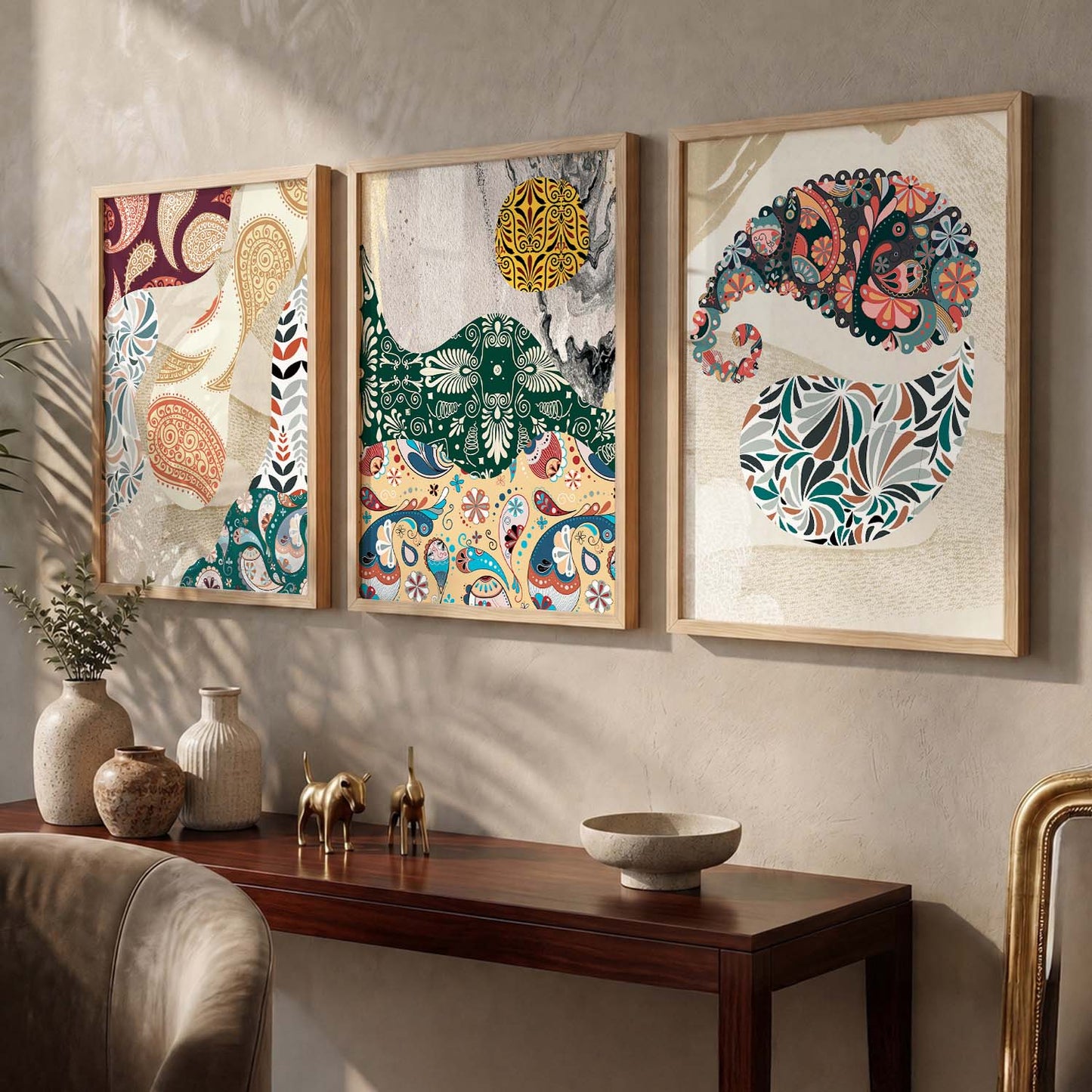 Modern Art Prints with Frame Combo, Set of 3