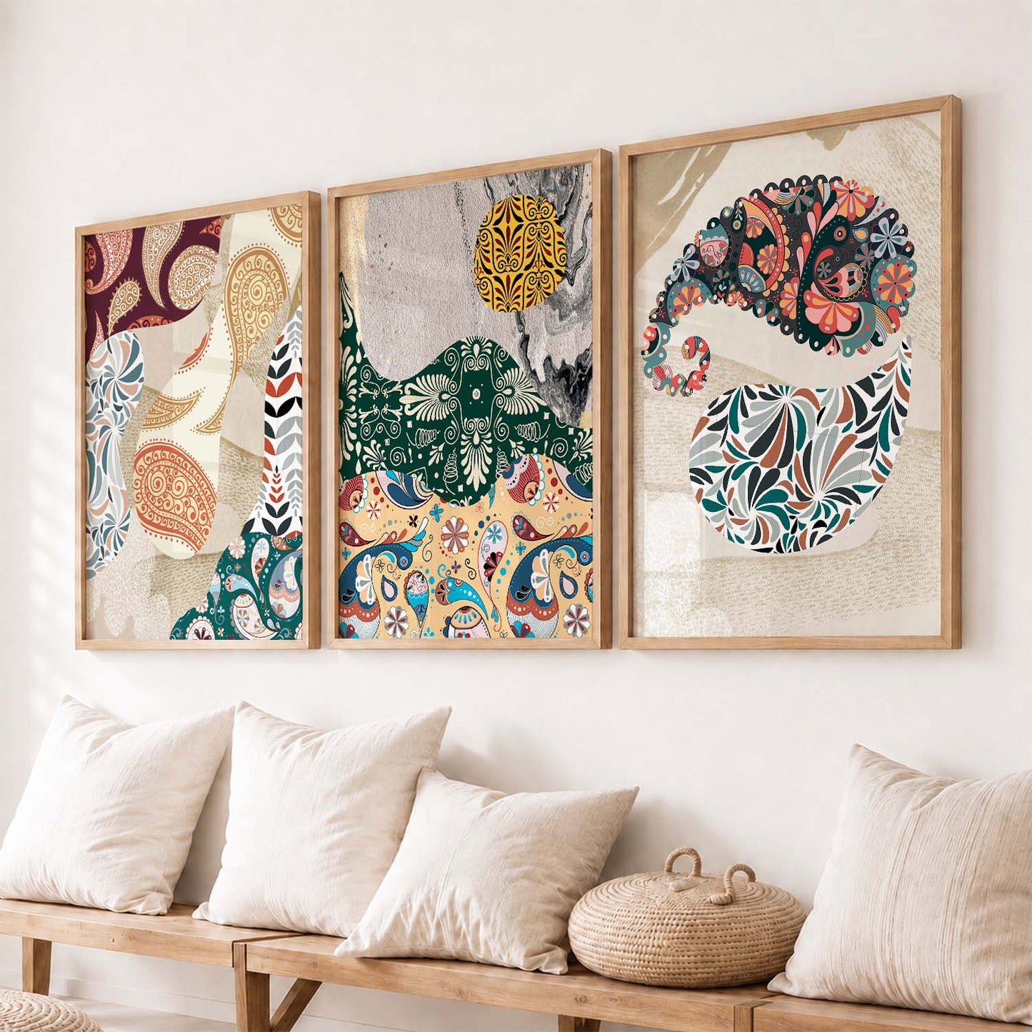 Modern Art Prints with Frame Combo, Set of 3