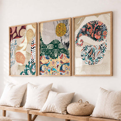 Modern Art Prints with Frame Combo, Set of 3