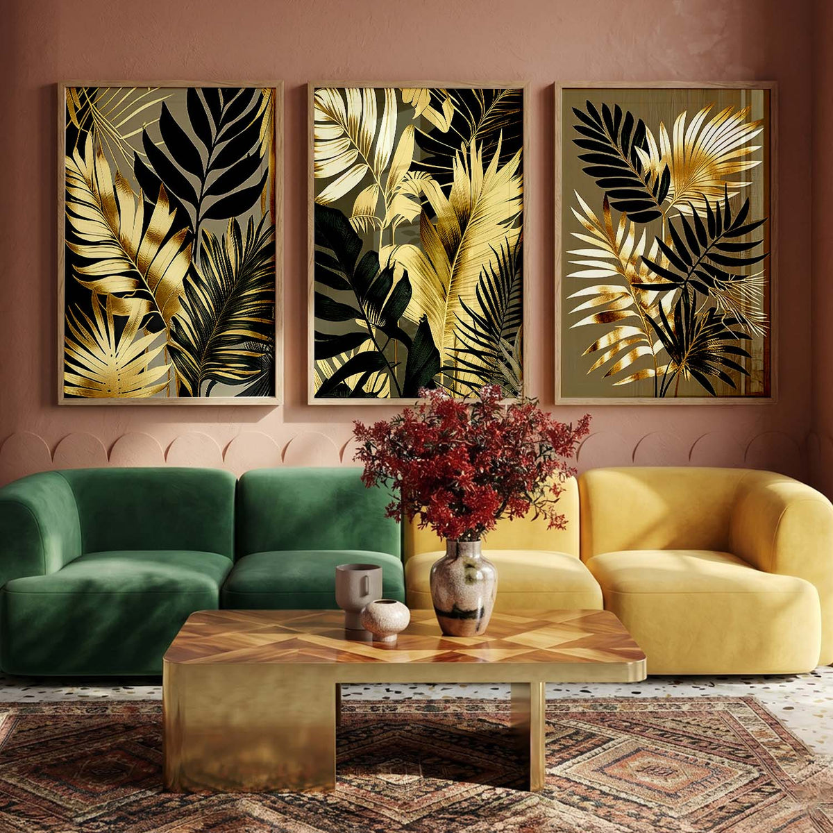 Framed Botanical Elegance - Leaf Printed Prints for Living Room Bedroom Home and Office Wall Decor