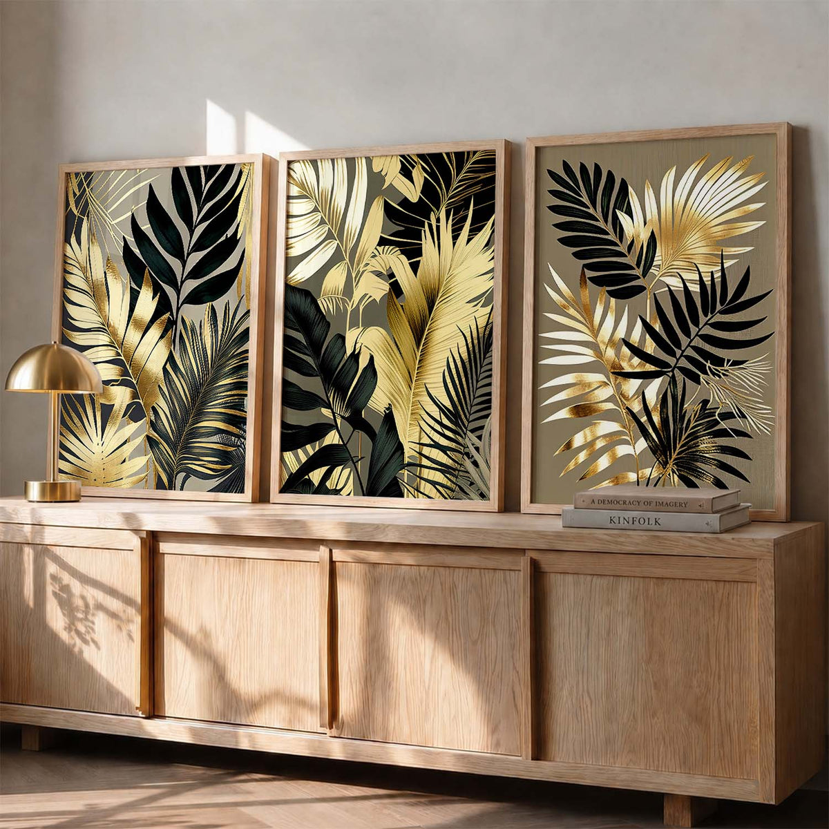 Framed Botanical Elegance - Leaf Printed Prints for Living Room Bedroom Home and Office Wall Decor