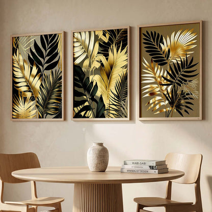 Framed Botanical Elegance - Leaf Printed Prints for Living Room Bedroom Home and Office Wall Decor