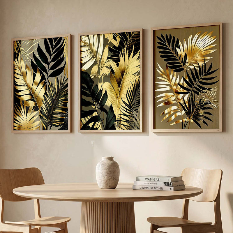 Framed Botanical Elegance - Leaf Printed Prints for Living Room Bedroom Home and Office Wall Decor