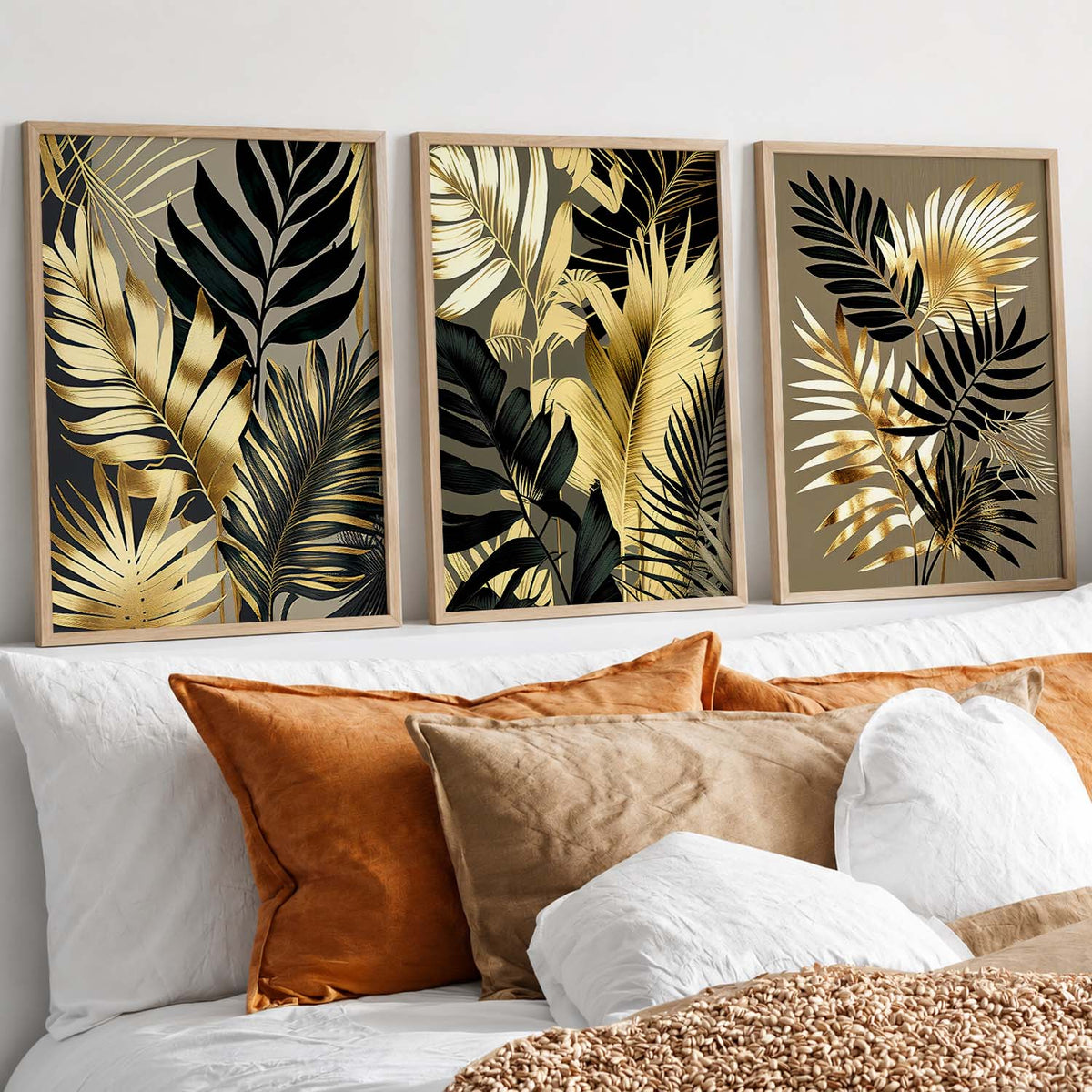 Framed Botanical Elegance - Leaf Printed Prints for Living Room Bedroom Home and Office Wall Decor