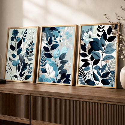 Framed Botanical Elegance - Leaf Printed Prints for Living Room Bedroom Home and Office Wall Decor