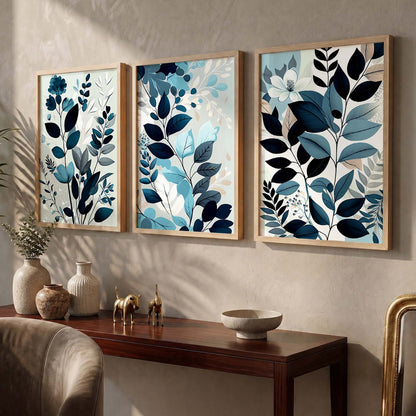 Framed Botanical Elegance - Leaf Printed Prints for Living Room Bedroom Home and Office Wall Decor
