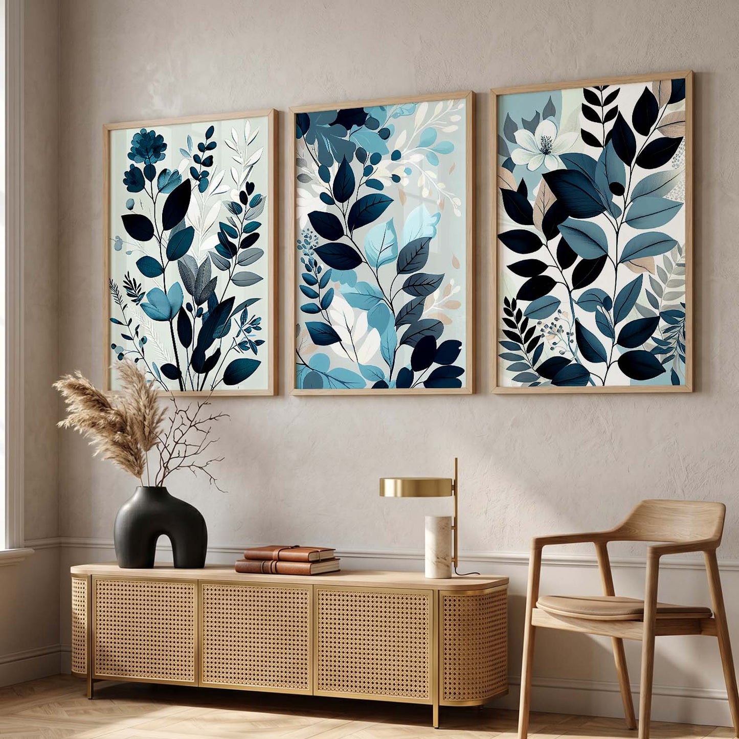 Framed Botanical Elegance - Leaf Printed Prints for Living Room Bedroom Home and Office Wall Decor