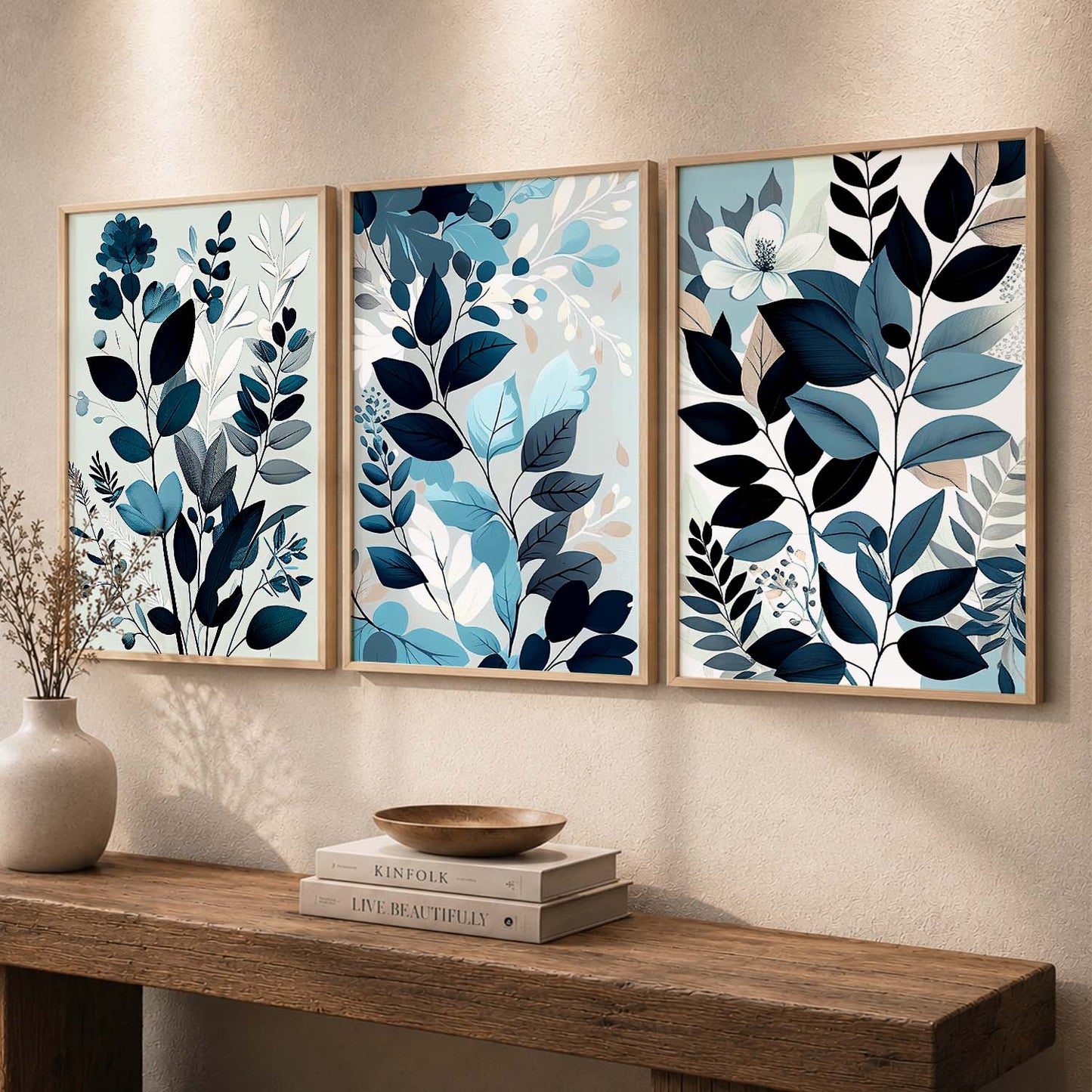 Framed Botanical Elegance - Leaf Printed Prints for Living Room Bedroom Home and Office Wall Decor