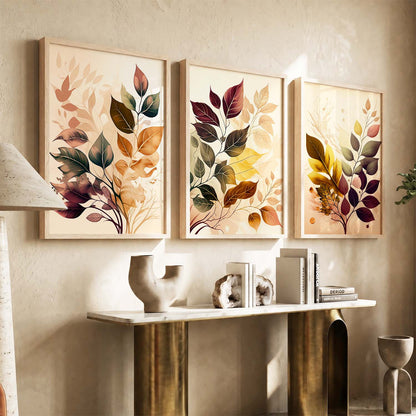 Framed Botanical Elegance - Leaf Printed Prints for Living Room Bedroom Home and Office Wall Decor