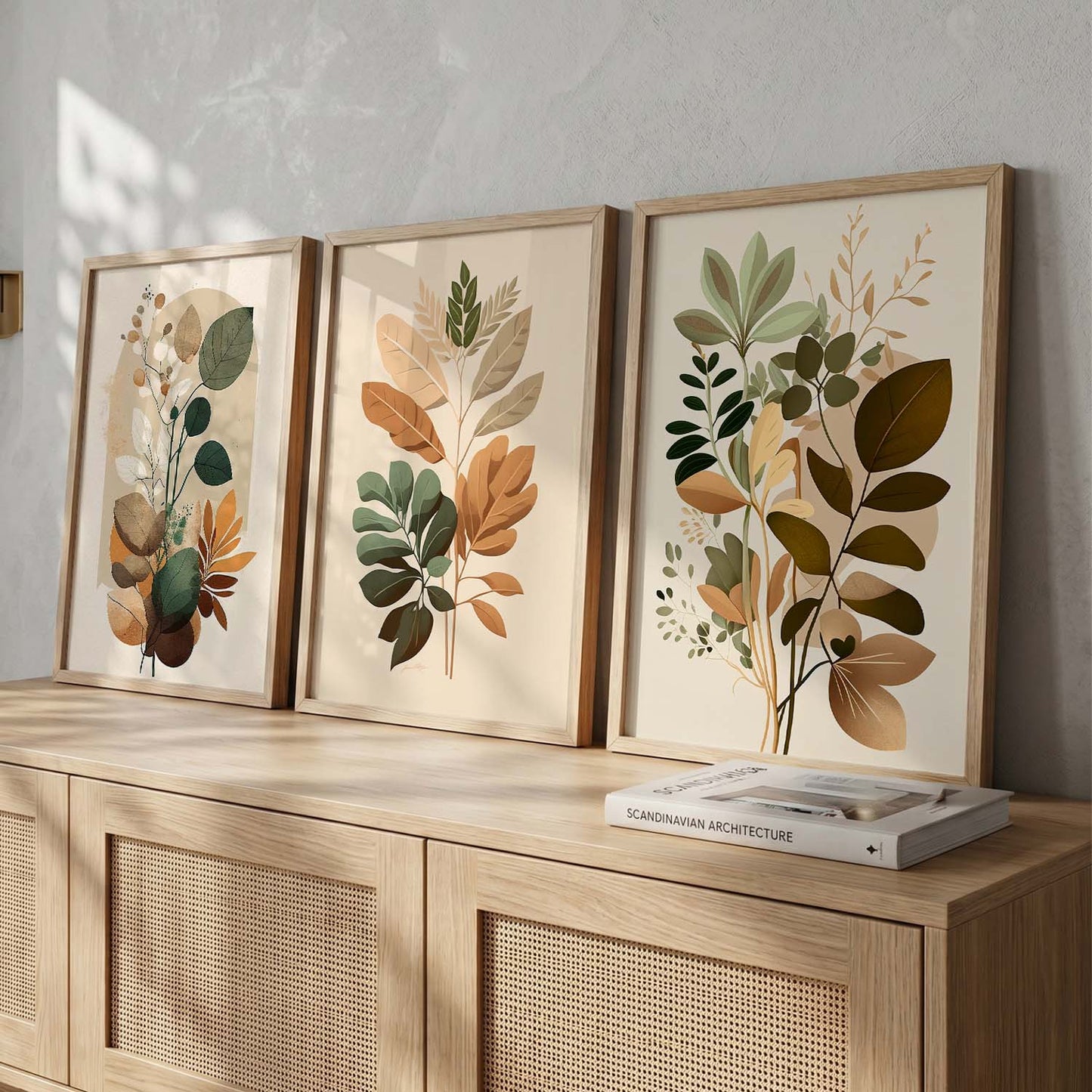 Framed Botanical Elegance - Leaf Prints for Living Room Bedroom Home and Office Wall Decor