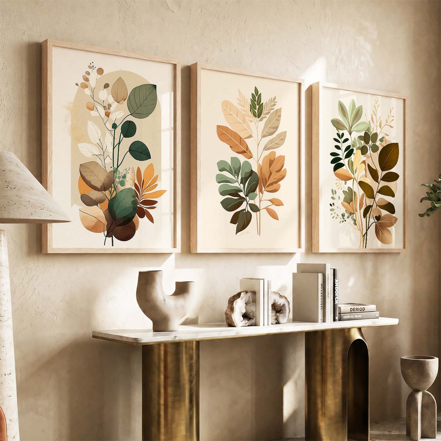Framed Botanical Elegance - Leaf Prints for Living Room Bedroom Home and Office Wall Decor