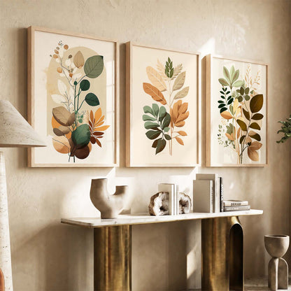 Framed Botanical Elegance - Leaf Prints for Living Room Bedroom Home and Office Wall Decor