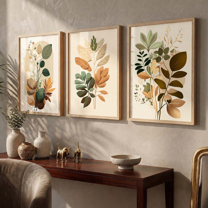Framed Botanical Elegance - Leaf Prints for Living Room Bedroom Home and Office Wall Decor