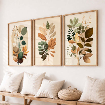 Framed Botanical Elegance - Leaf Prints for Living Room Bedroom Home and Office Wall Decor