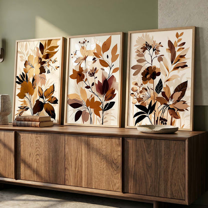 Framed Botanical Elegance - Leaf Prints for Living Room Bedroom Home and Office Wall Decor