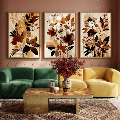 Framed Botanical Elegance - Leaf Prints for Living Room Bedroom Home and Office Wall Decor