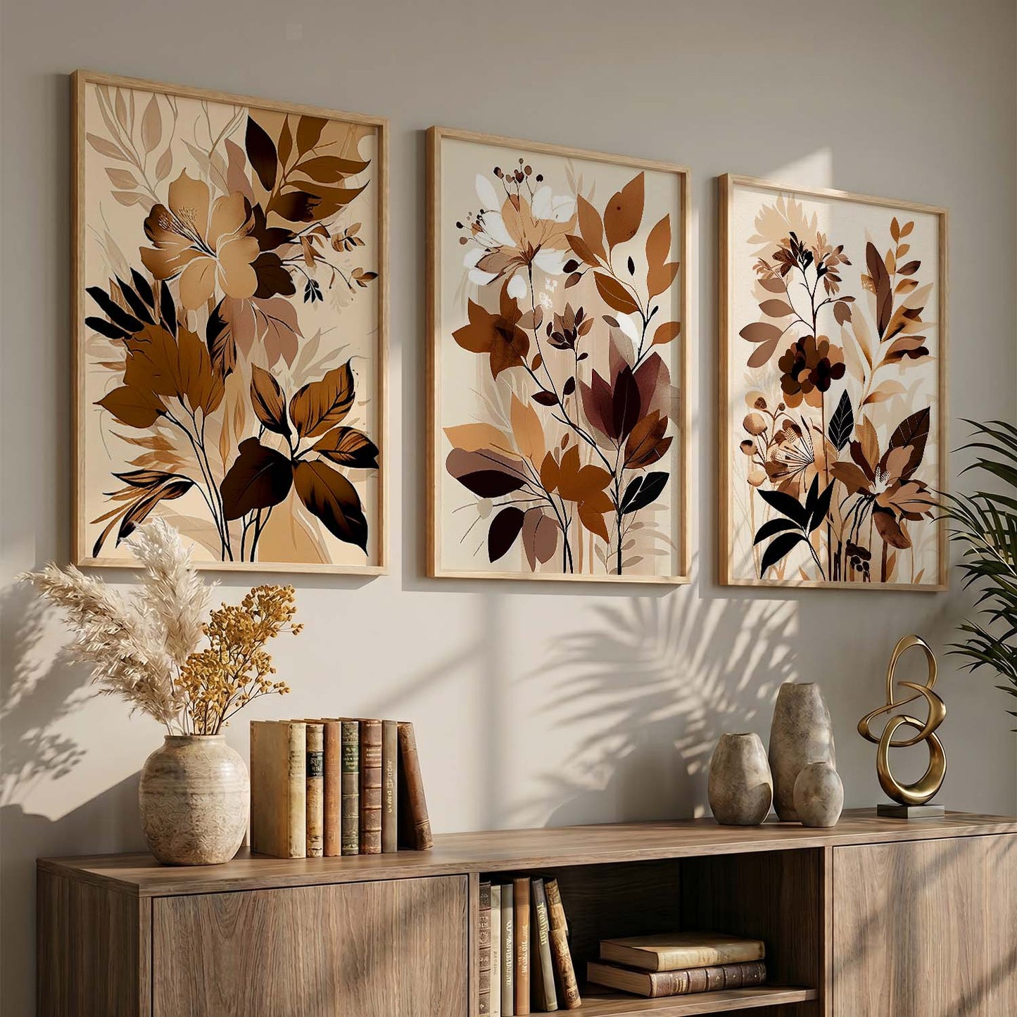 Framed Botanical Elegance - Leaf Prints for Living Room Bedroom Home and Office Wall Decor