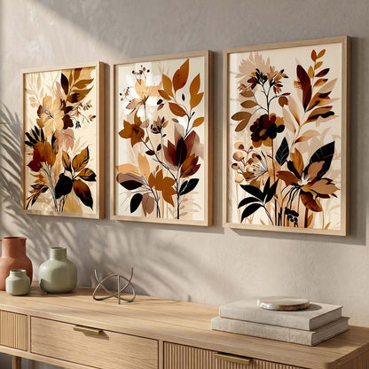 Framed Botanical Elegance - Leaf Prints for Living Room Bedroom Home and Office Wall Decor