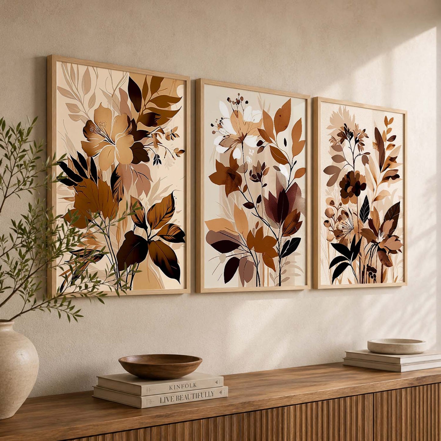 Framed Botanical Elegance - Leaf Prints for Living Room Bedroom Home and Office Wall Decor
