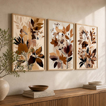 Framed Botanical Elegance - Leaf Prints for Living Room Bedroom Home and Office Wall Decor
