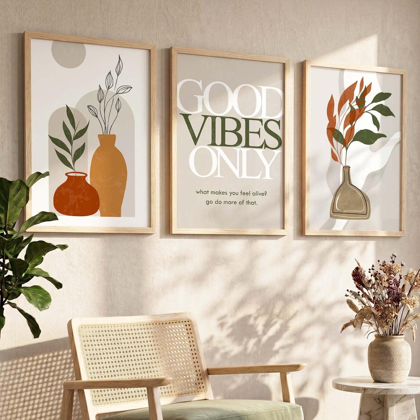 Good Vibes Only Minimal Art Prints for Living Room Bedroom Home and Office Wall Decor