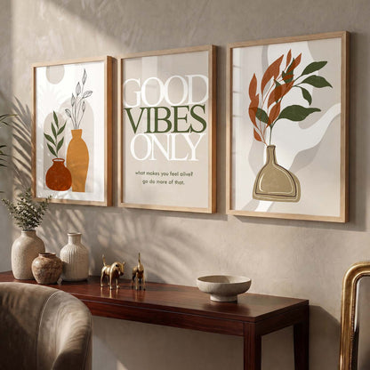 Good Vibes Only Minimal Art Prints for Living Room Bedroom Home and Office Wall Decor