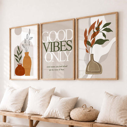 Good Vibes Only Minimal Art Prints for Living Room Bedroom Home and Office Wall Decor