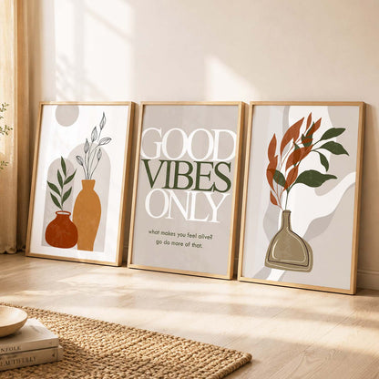 Good Vibes Only Minimal Art Prints for Living Room Bedroom Home and Office Wall Decor