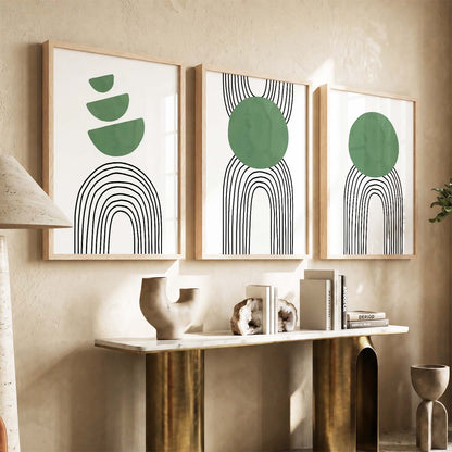 Abstract Shape Boho Minimalist Wall Art Set of 3 Framed Prints