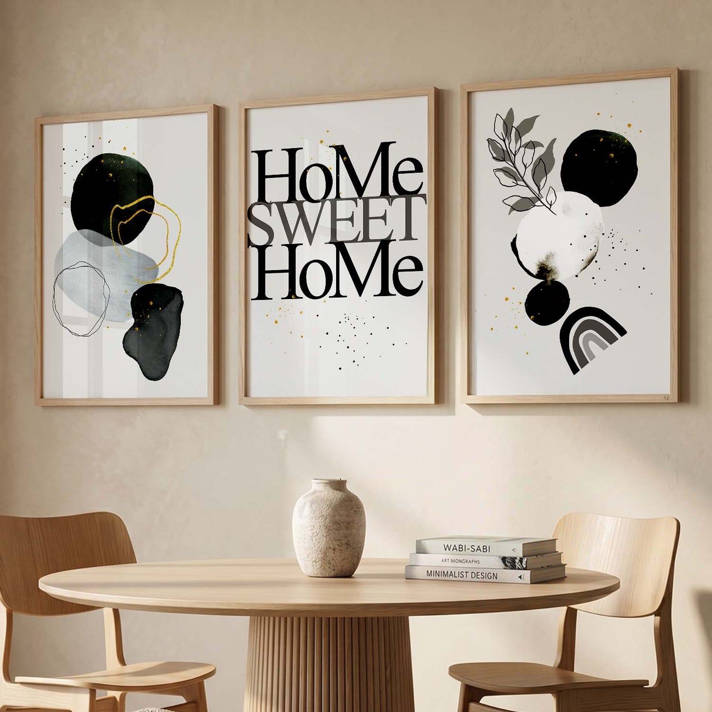 Minimal Art Prints for Living Room Bedroom - Home Sweet Home Boho Art Combo for Home and Office Wall Decor
