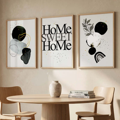 Minimal Art Prints for Living Room Bedroom - Home Sweet Home Boho Art Combo for Home and Office Wall Decor