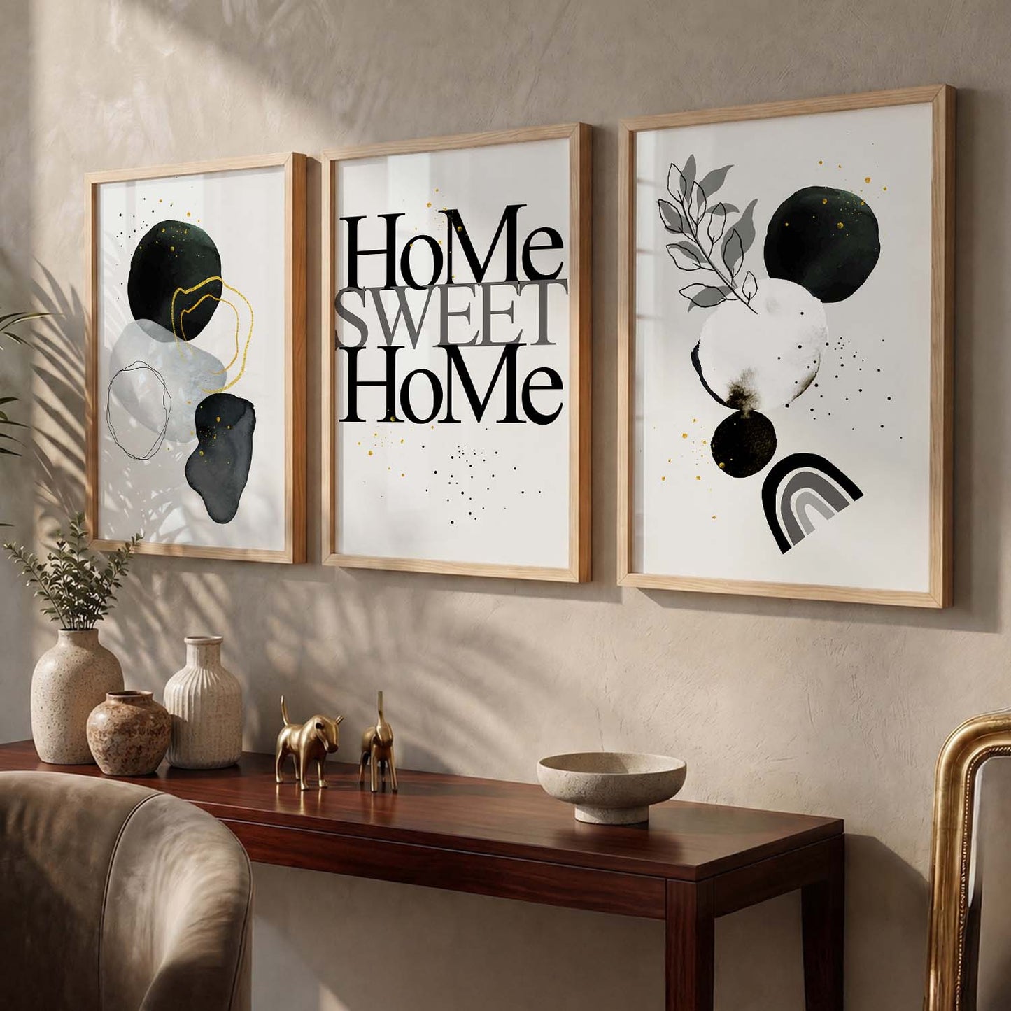 Minimal Art Prints for Living Room Bedroom - Home Sweet Home Boho Art Combo for Home and Office Wall Decor