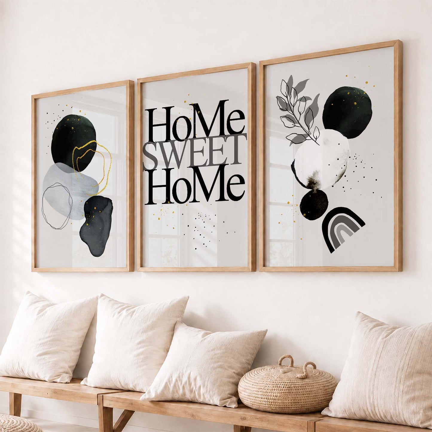 Minimal Art Prints for Living Room Bedroom - Home Sweet Home Boho Art Combo for Home and Office Wall Decor