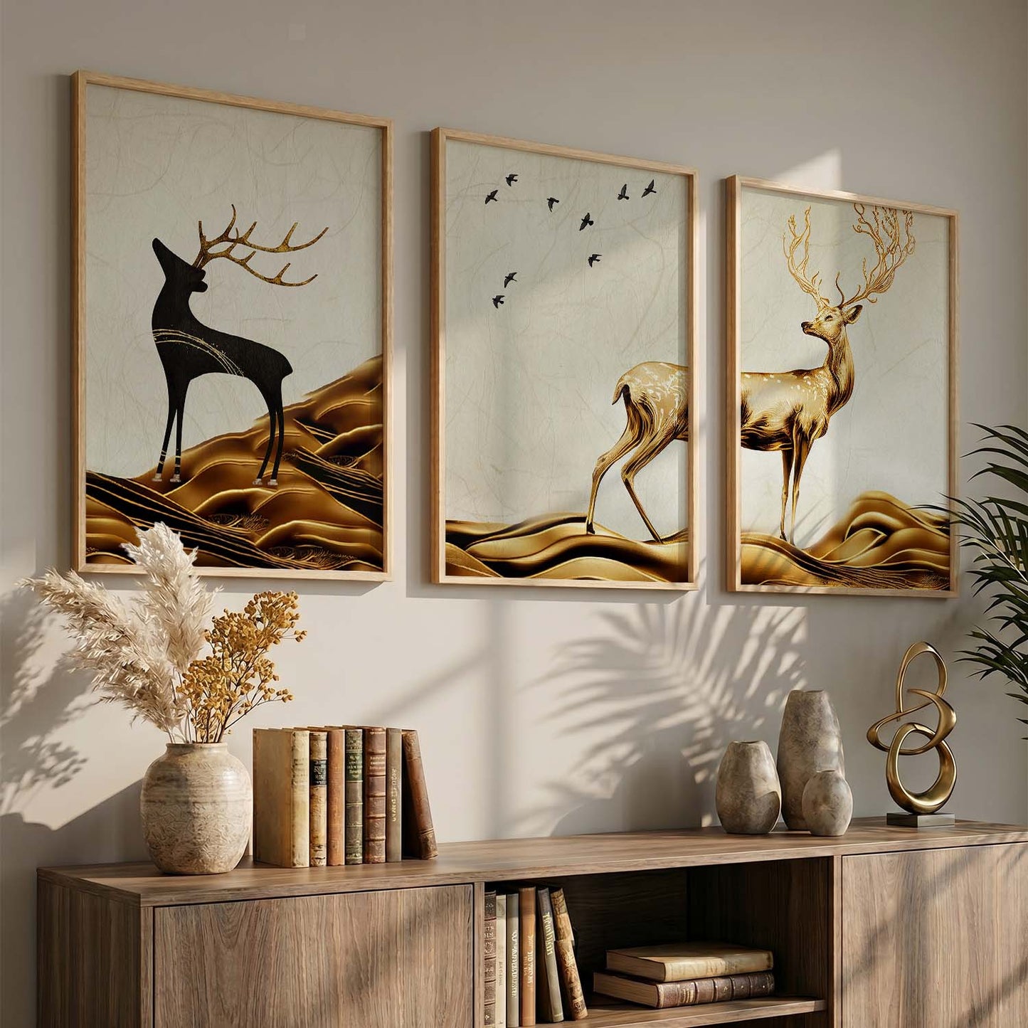 Modern Art Prints for Living Room Bedroom - Beautiful Deer Print Combo for Home and Office Wall Decor