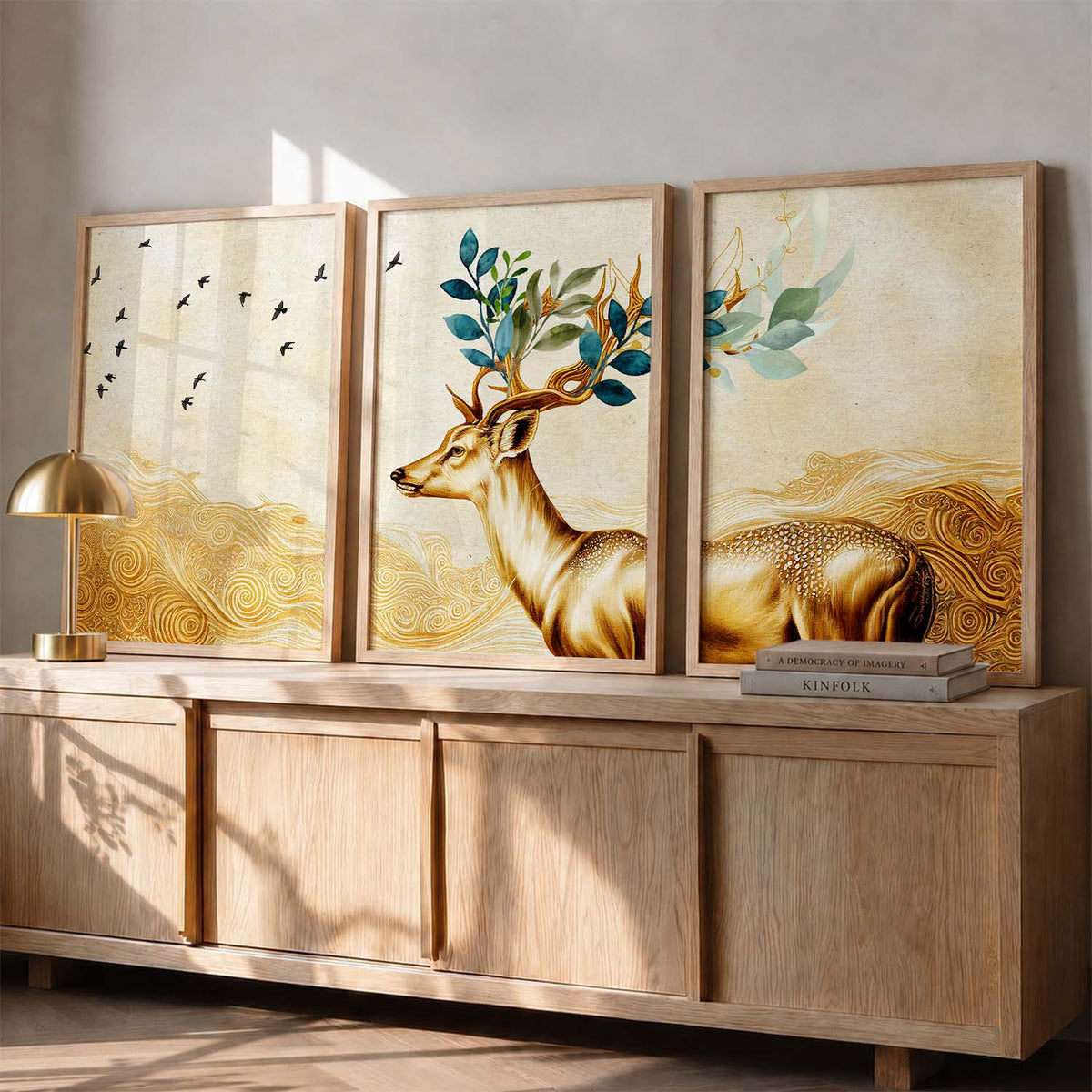 Modern Art Prints for Living Room Bedroom - Beautiful Deer Print Combo for Home and Office Wall Decor