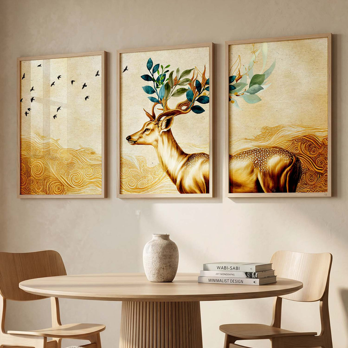 Modern Art Prints for Living Room Bedroom - Beautiful Deer Print Combo for Home and Office Wall Decor