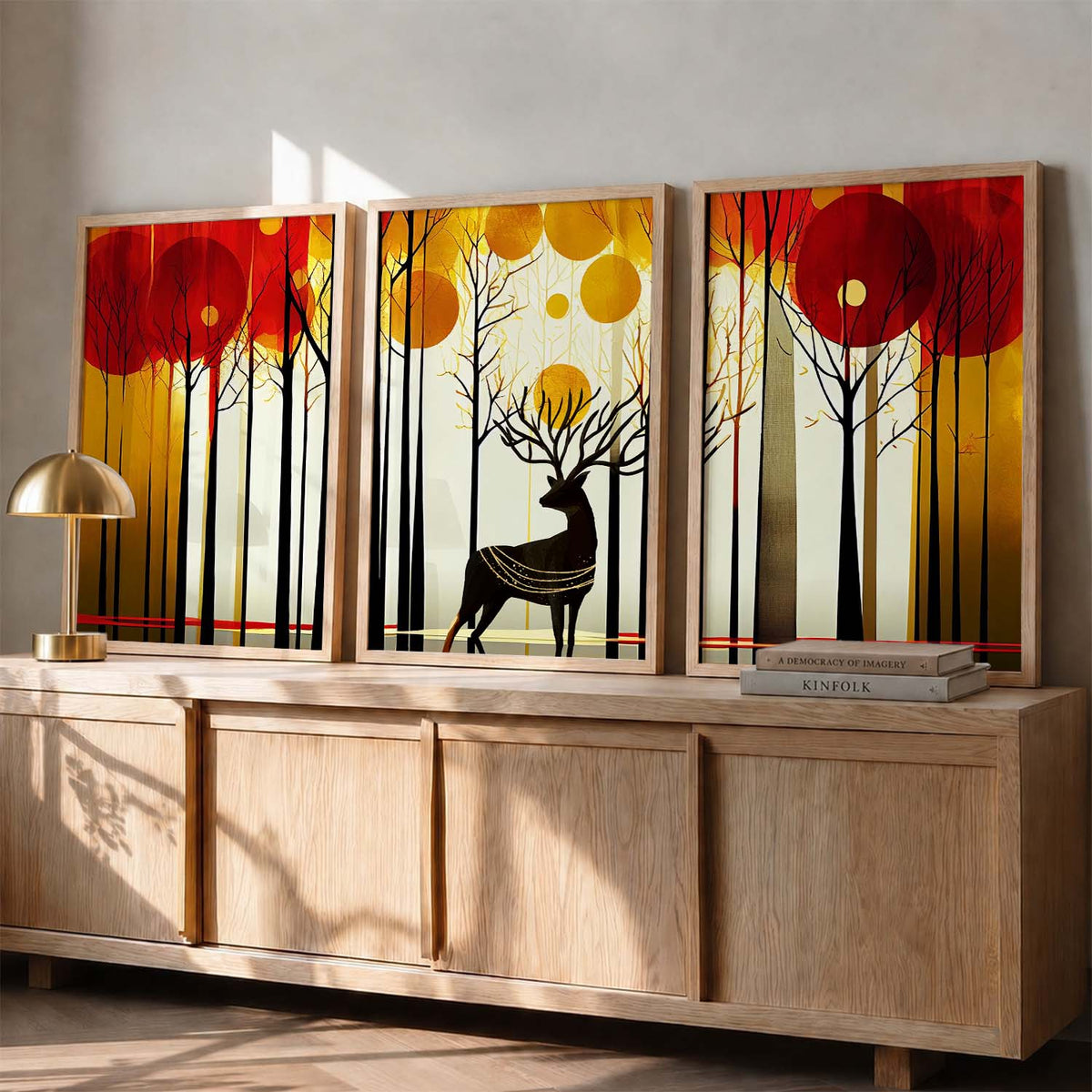 Modern Art Prints for Living Room Bedroom - Beautiful Deer Print Combo for Home and Office Wall Decor
