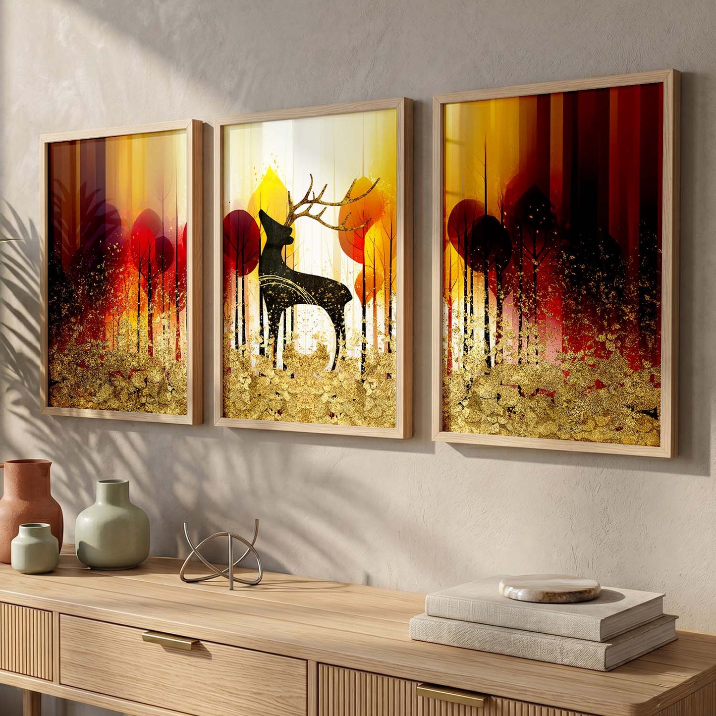 Modern Art Prints for Living Room Bedroom - Beautiful Deer Print Combo for Home and Office Wall Decor
