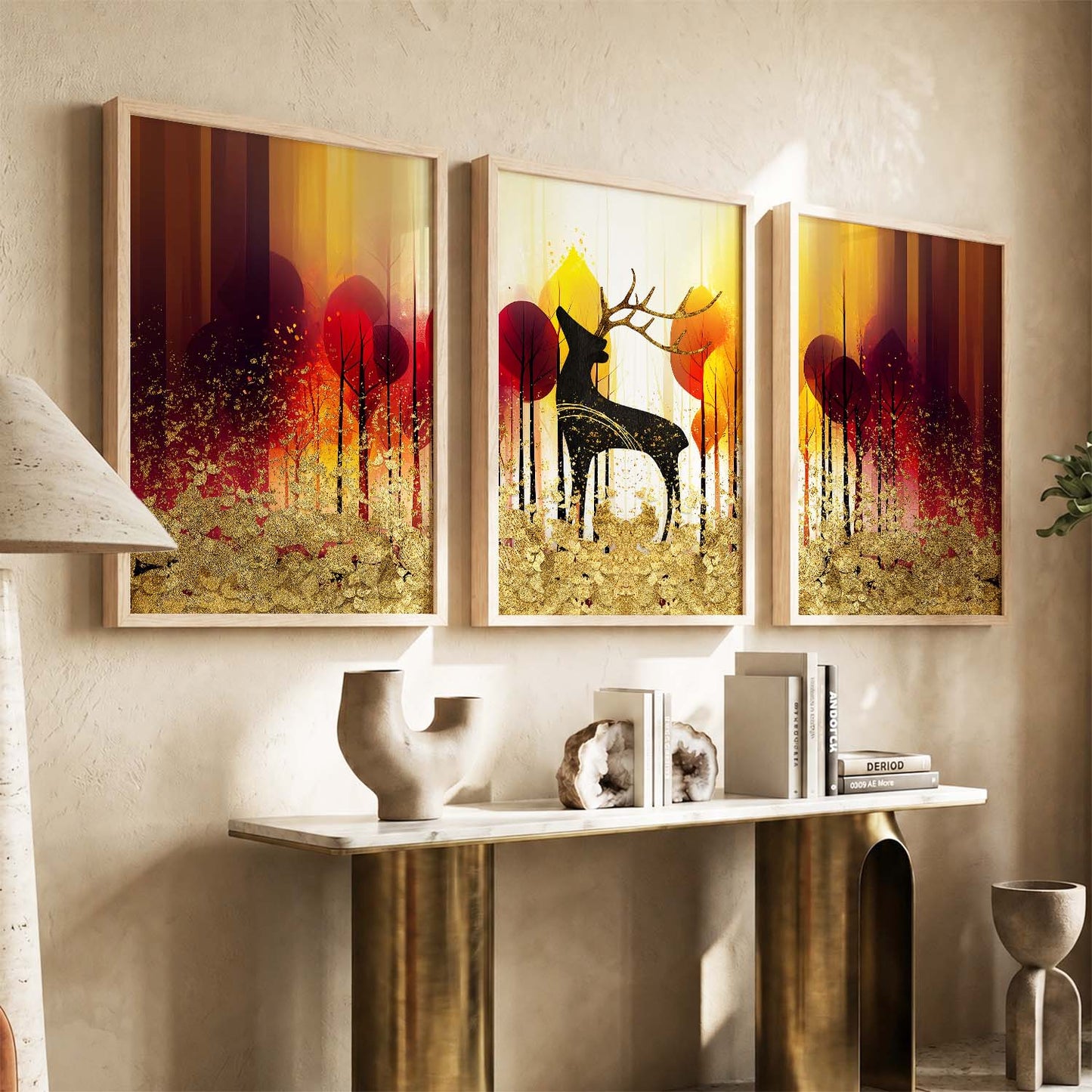 Modern Art Prints for Living Room Bedroom - Beautiful Deer Print Combo for Home and Office Wall Decor