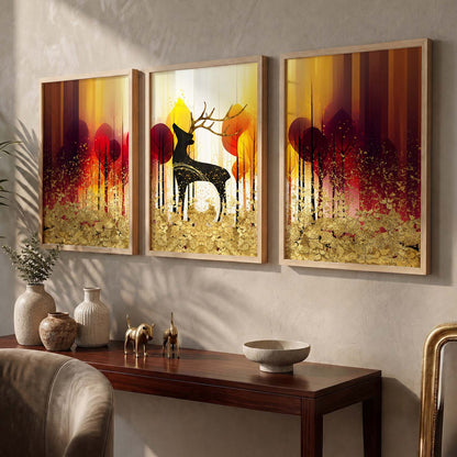 Modern Art Prints for Living Room Bedroom - Beautiful Deer Print Combo for Home and Office Wall Decor