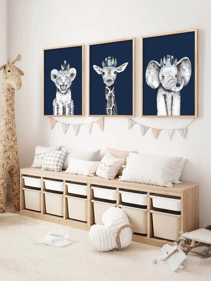 Safari Animals Wall Art Paintings for Living Room Bedroom