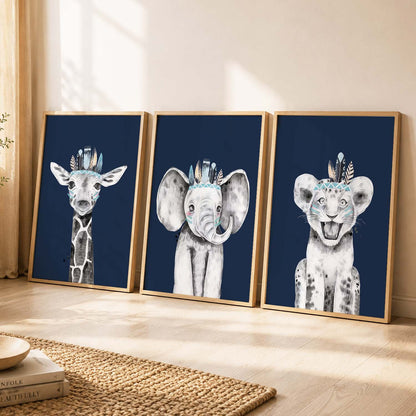 Safari Animals Wall Art Paintings for Living Room Bedroom