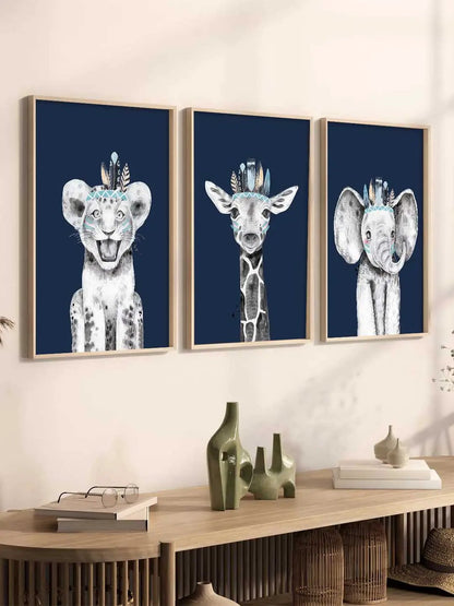 Safari Animals Wall Art Paintings for Living Room Bedroom