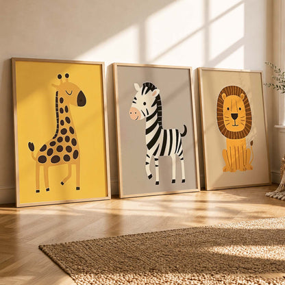Aesthetic Cartoon Animals Wall Art Paintings for Living Room Bedroom