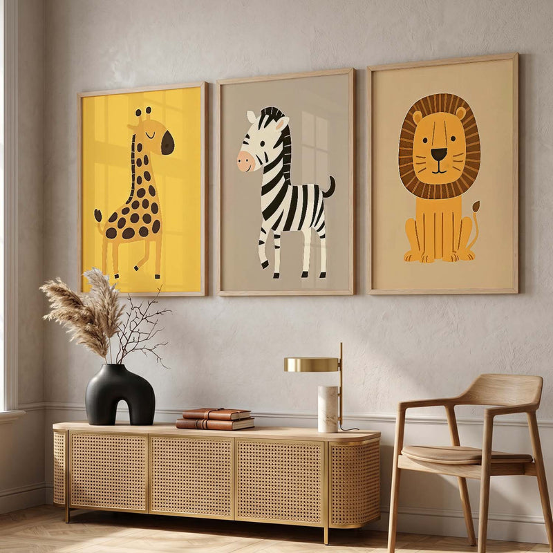 Aesthetic Cartoon Animals Wall Art Paintings for Living Room Bedroom
