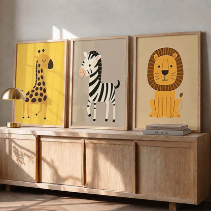 Aesthetic Cartoon Animals Wall Art Paintings for Living Room Bedroom
