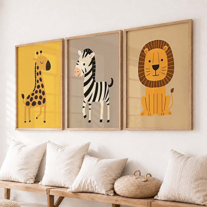 Aesthetic Cartoon Animals Wall Art Paintings for Living Room Bedroom