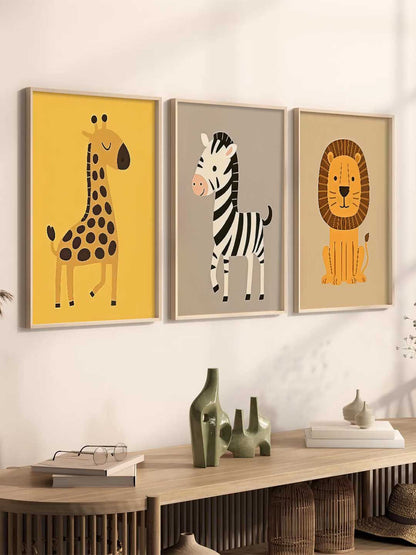 Aesthetic Cartoon Animals Wall Art Paintings for Living Room Bedroom